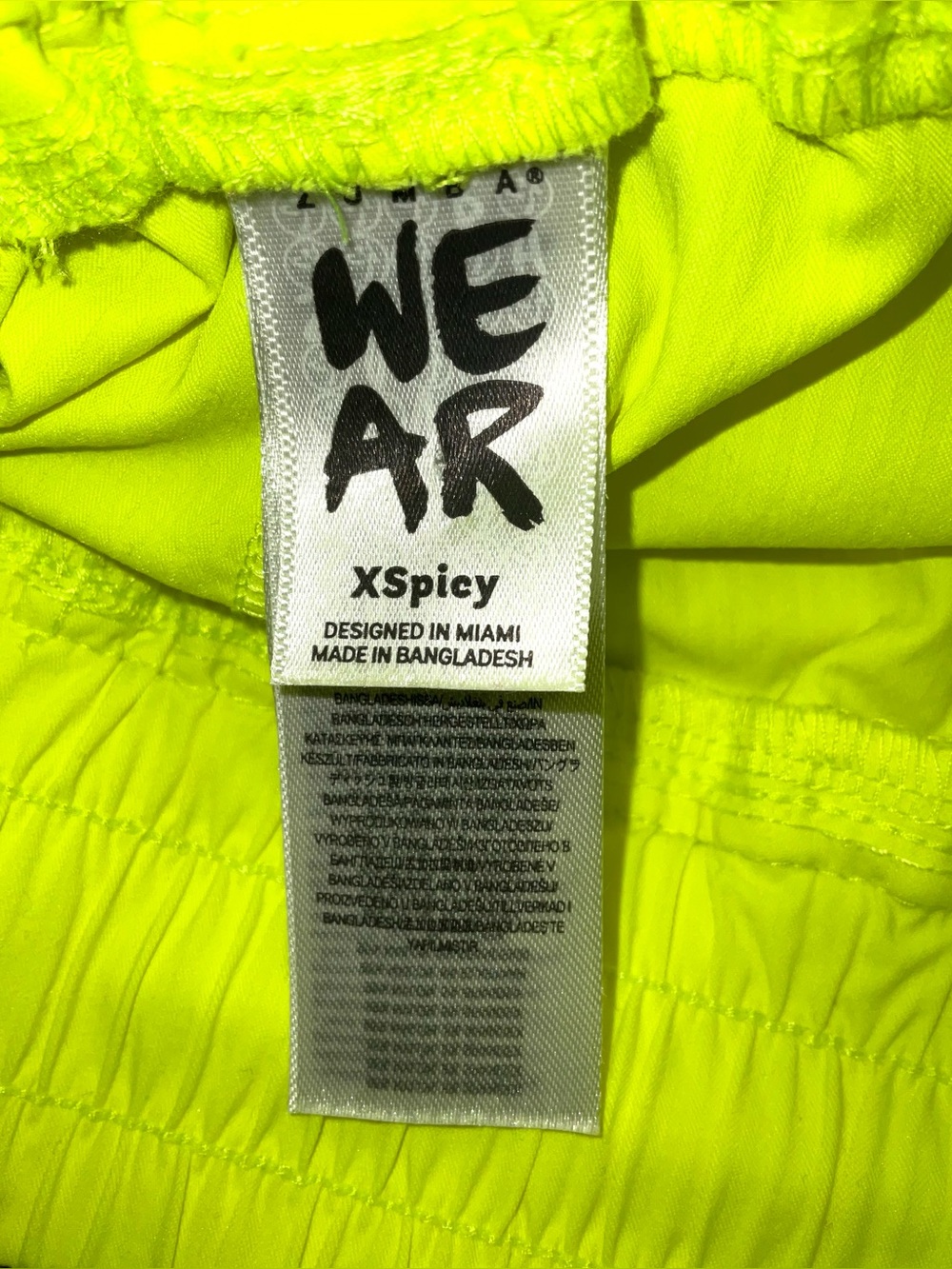 Zumba Neon Yellow Cargo Jogger Pants XS Logo Tape Dance Fitness NWOT - Picture 5 of 7